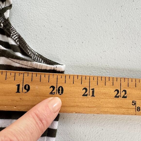 Michael Kors Striped Mini Dress Women's XL Green White Ruffle Sleeve Cotton Zip - Picture 9 of 10